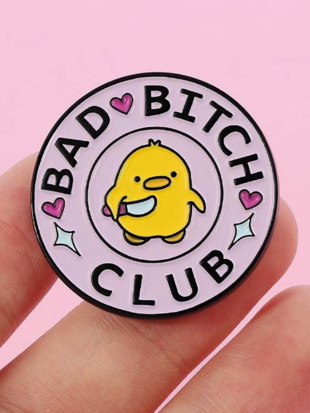 NEW “Bad B*tch Club” Enamel Pin Cute Funny Duck Knife Design